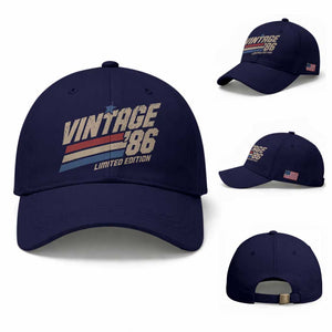 40th Birthday Baseball Cap Vintage 1986 40 Years Old Birthday USA Stripes TS11 Baseball Cap Universal Fit Dark Blue Print Your Wear