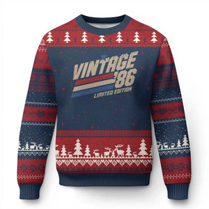 40th Birthday Ugly Christmas Sweater Vintage 1986 40 Years Old Birthday USA Stripes TS11 Navy Red Print Your Wear