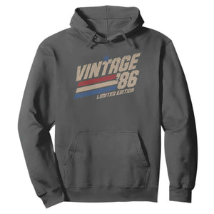 40th Birthday Hoodie Vintage 1986 40 Years Old Birthday USA Stripes TS11 Dark Heather Print Your Wear