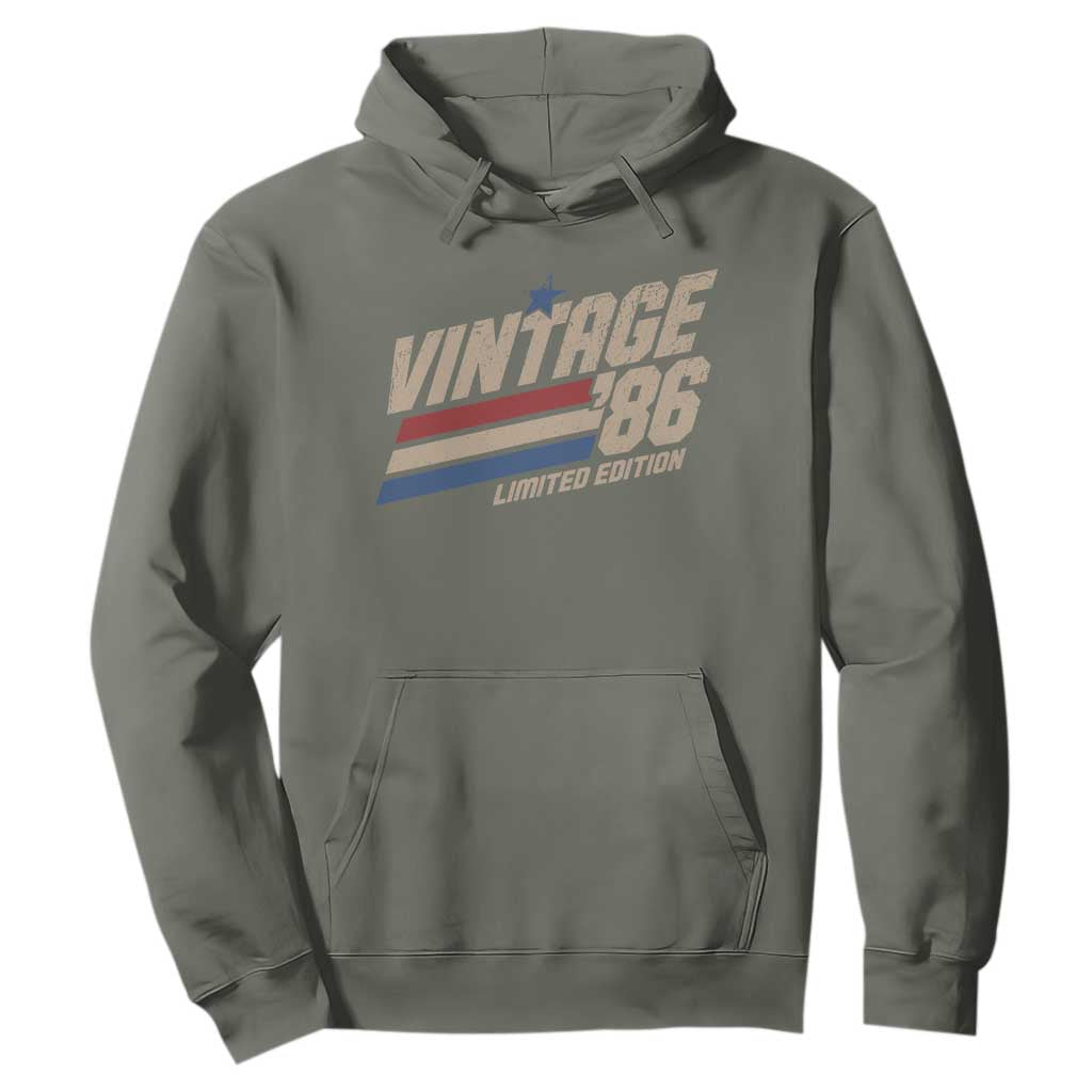 40th Birthday Hoodie Vintage 1986 40 Years Old Birthday USA Stripes TS11 Military Green Print Your Wear