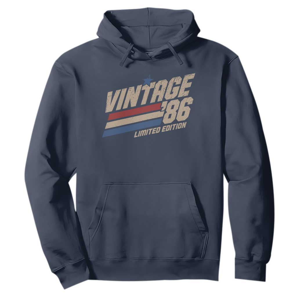 40th Birthday Hoodie Vintage 1986 40 Years Old Birthday USA Stripes TS11 Navy Print Your Wear
