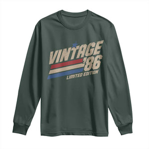 40th Birthday Long Sleeve Shirt Vintage 1986 40 Years Old Birthday USA Stripes TS11 Dark Forest Green Print Your Wear