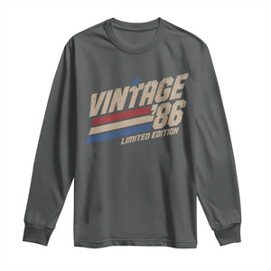 40th Birthday Long Sleeve Shirt Vintage 1986 40 Years Old Birthday USA Stripes TS11 Dark Heather Print Your Wear