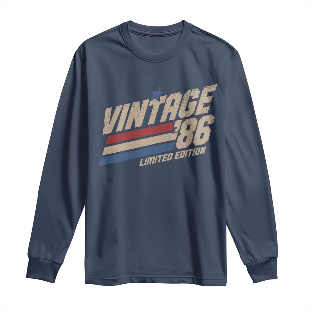 40th Birthday Long Sleeve Shirt Vintage 1986 40 Years Old Birthday USA Stripes TS11 Navy Print Your Wear