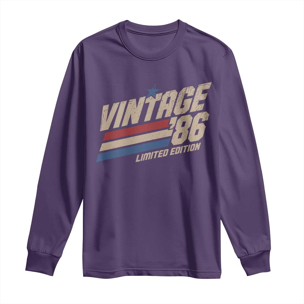40th Birthday Long Sleeve Shirt Vintage 1986 40 Years Old Birthday USA Stripes TS11 Purple Print Your Wear
