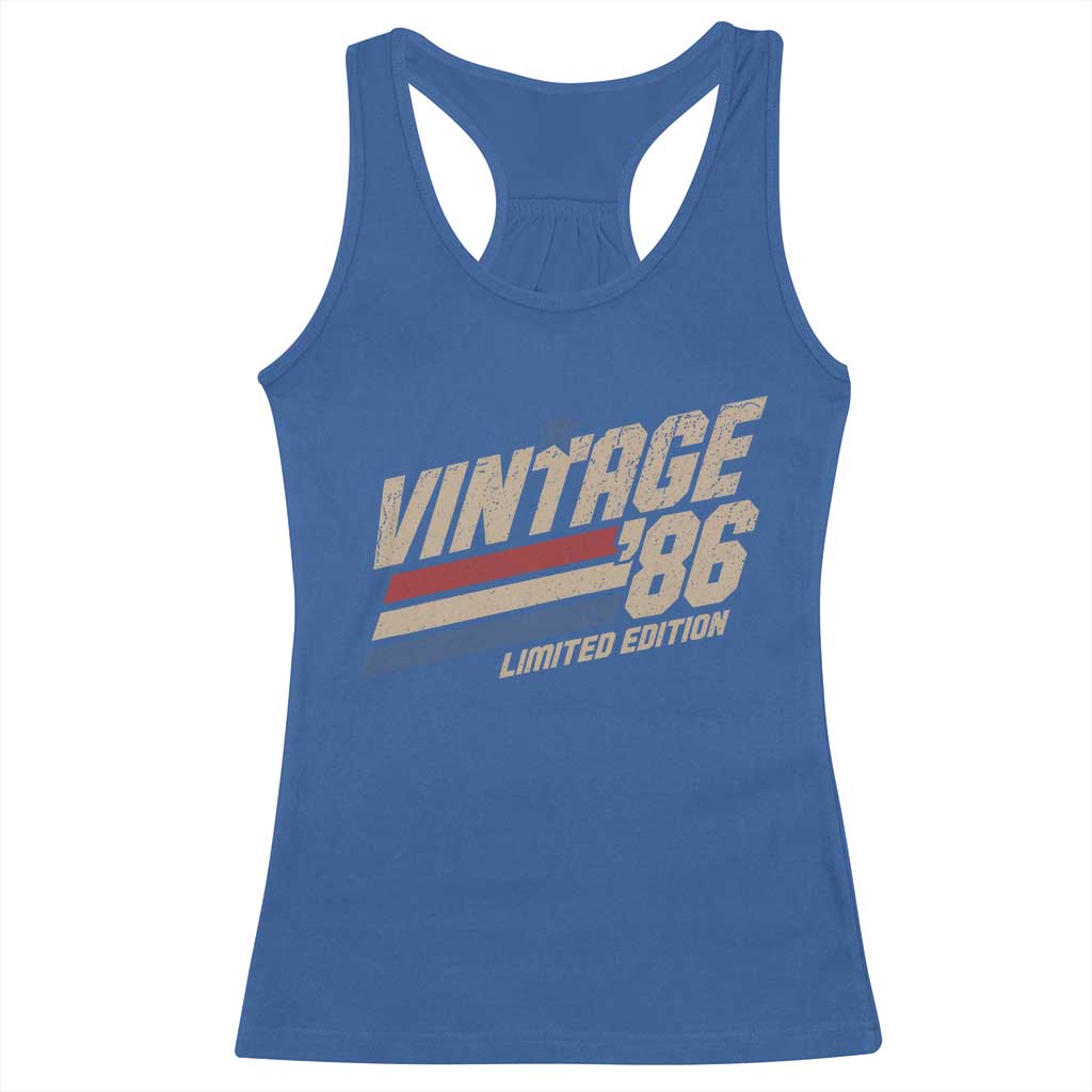 40th Birthday Racerback Tank Top Vintage 1986 40 Years Old Birthday USA Stripes