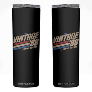 40th Birthday Skinny Tumbler Vintage 1986 40 Years Old Birthday USA Stripes TS11 Black Print Your Wear