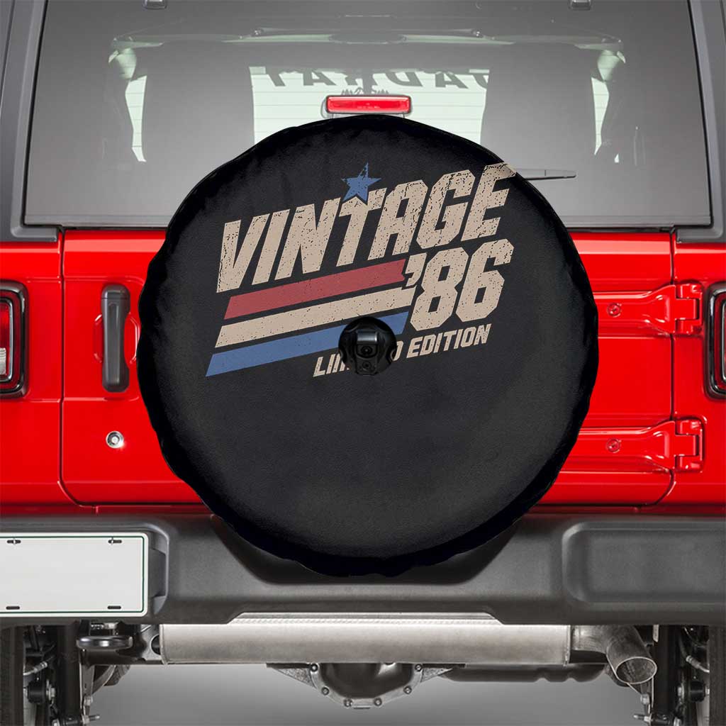 40th Birthday Spare Tire Cover Vintage 1986 40 Years Old Birthday USA Stripes