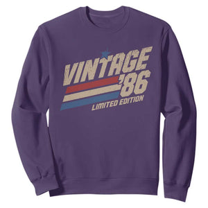40th Birthday Sweatshirt Vintage 1986 40 Years Old Birthday USA Stripes TS11 Purple Print Your Wear