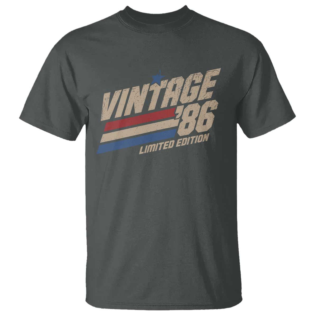 40th Birthday T Shirt Vintage 1986 40 Years Old Birthday USA Stripes TS11 Dark Heather Print Your Wear