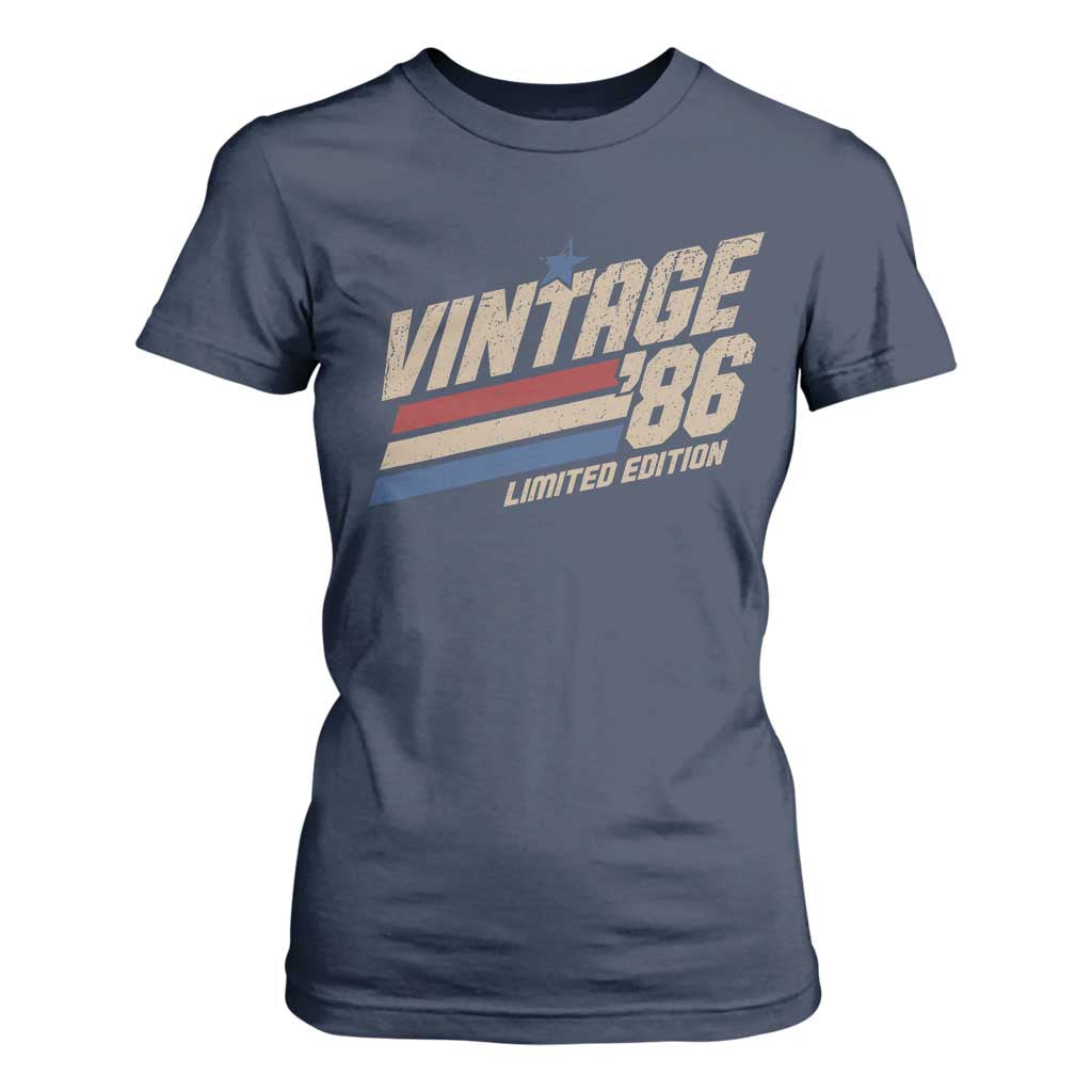 40th Birthday T Shirt For Women Vintage 1986 40 Years Old Birthday USA Stripes TS11 Navy Print Your Wear