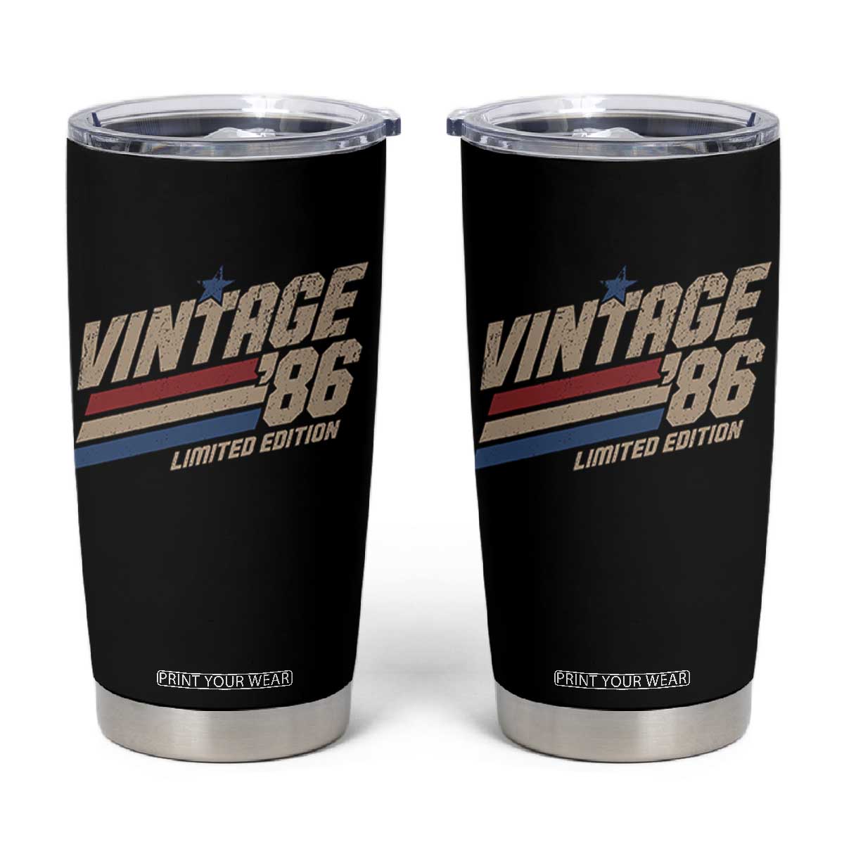 40th Birthday Tumbler Cup Vintage 1986 40 Years Old Birthday USA Stripes