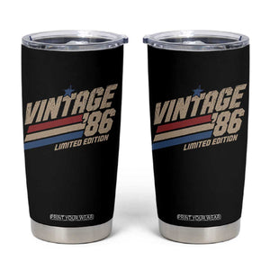 40th Birthday Tumbler Cup Vintage 1986 40 Years Old Birthday USA Stripes