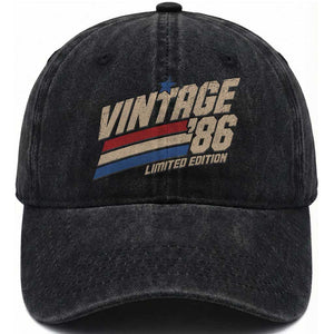 40th Birthday Washed Cotton Baseball Cap Vintage 1986 40 Years Old Birthday USA Stripes TS11 Print Your Wear