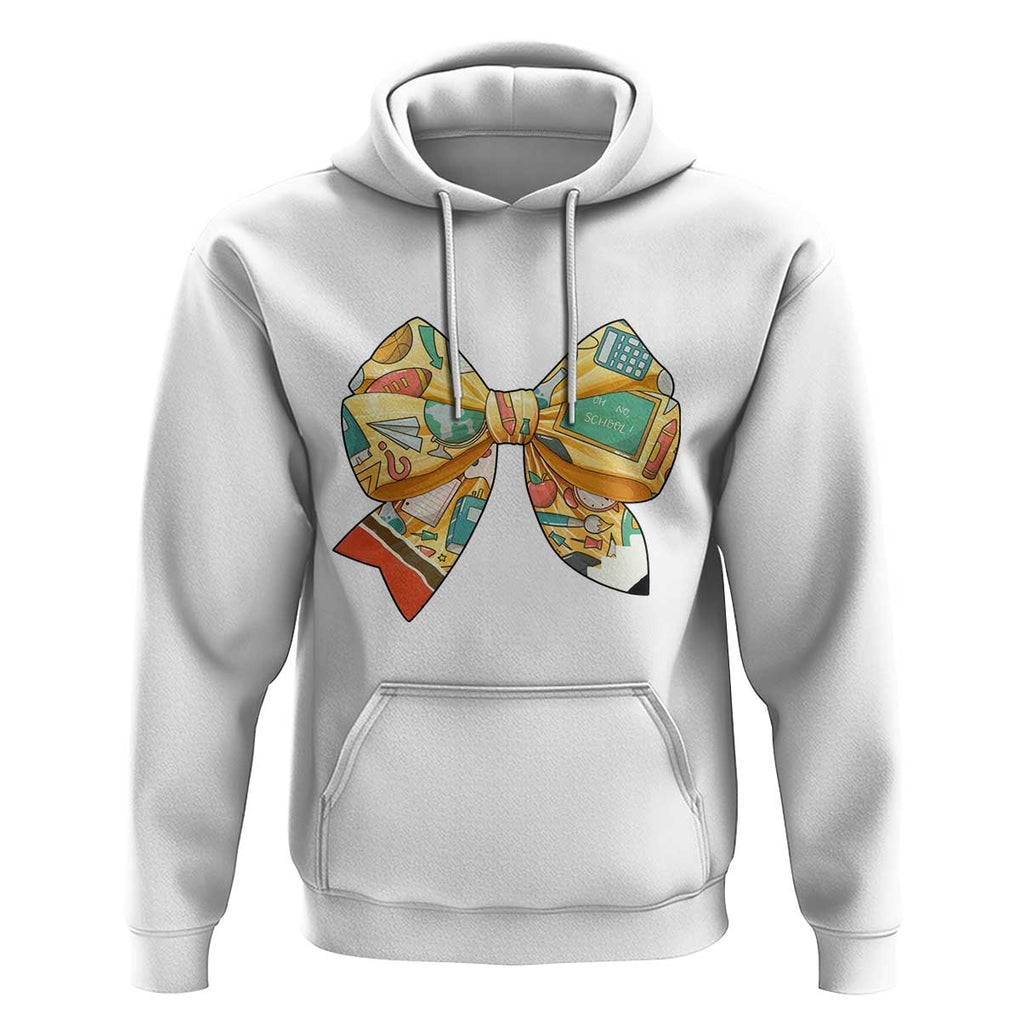 Funny Back To School Hoodie Cute Coquettes School Supplies Bow First Day TS11 White Print Your Wear