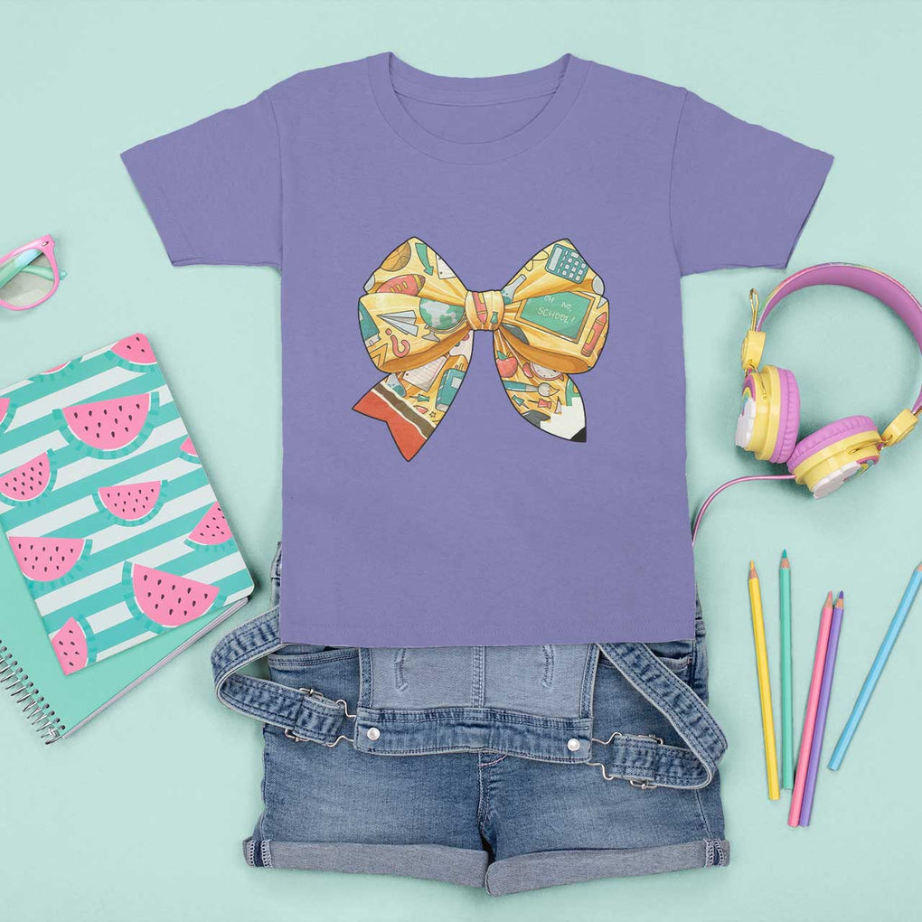 Funny Back To School T Shirt For Kid Cute Coquettes School Supplies Bow First Day TS11 Violet Print Your Wear