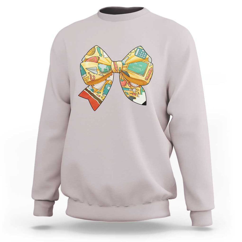Funny Back To School Sweatshirt Cute Coquettes School Supplies Bow First Day TS11 Ice Gray Print Your Wear