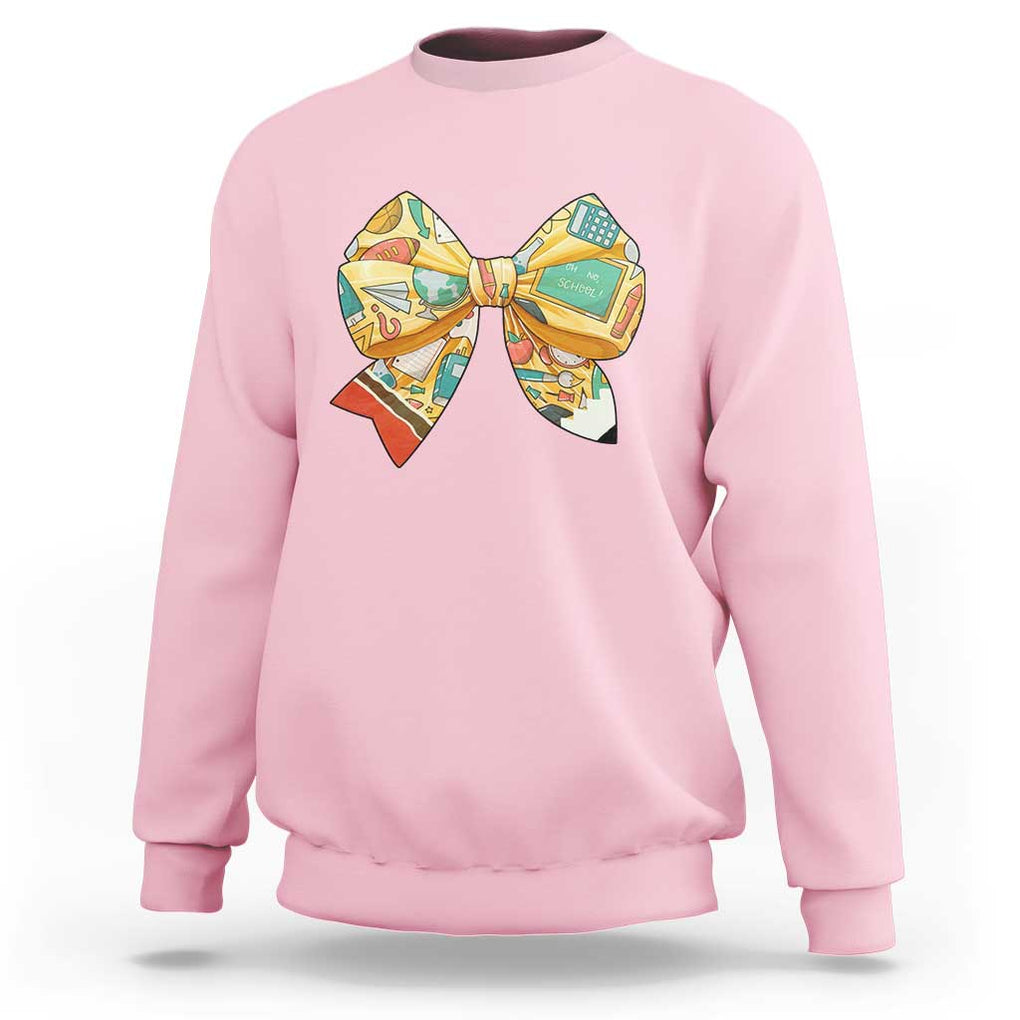 Funny Back To School Sweatshirt Cute Coquettes School Supplies Bow First Day TS11 Light Pink Print Your Wear