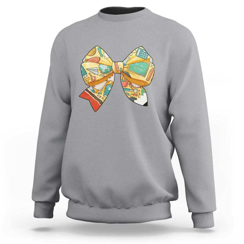 Funny Back To School Sweatshirt Cute Coquettes School Supplies Bow First Day TS11 Sport Gray Print Your Wear