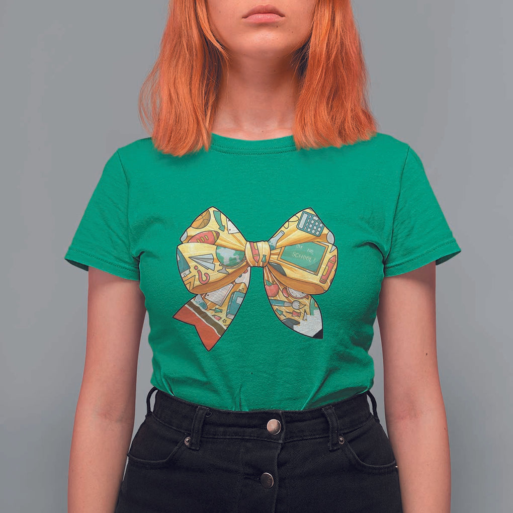 Funny Back To School T Shirt For Women Cute Coquettes School Supplies Bow First Day TS11 Irish Green Print Your Wear