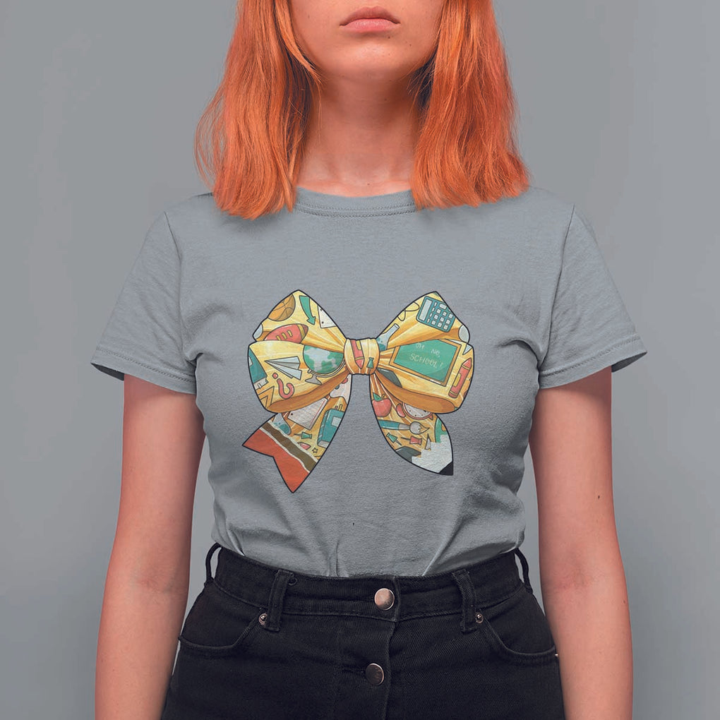 Funny Back To School T Shirt For Women Cute Coquettes School Supplies Bow First Day TS11 Sport Gray Print Your Wear