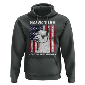 Funny Llama Hoodie Hawk Tuah Spit On That Thang American Flag TS11 Dark Heather Print Your Wear