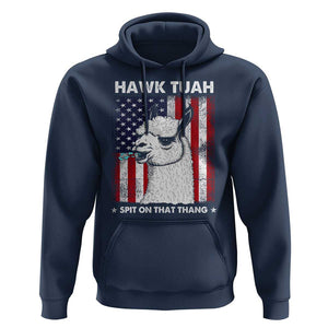 Funny Llama Hoodie Hawk Tuah Spit On That Thang American Flag TS11 Navy Print Your Wear