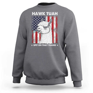 Funny Llama Sweatshirt Hawk Tuah Spit On That Thang American Flag TS11 Charcoal Print Your Wear