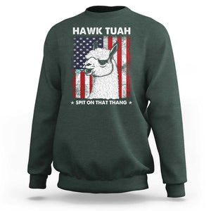 Funny Llama Sweatshirt Hawk Tuah Spit On That Thang American Flag TS11 Dark Forest Green Print Your Wear