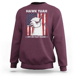 Funny Llama Sweatshirt Hawk Tuah Spit On That Thang American Flag TS11 Maroon Print Your Wear