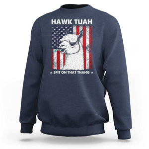 Funny Llama Sweatshirt Hawk Tuah Spit On That Thang American Flag TS11 Navy Print Your Wear