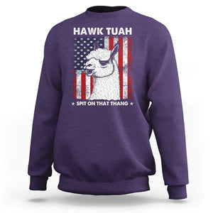 Funny Llama Sweatshirt Hawk Tuah Spit On That Thang American Flag TS11 Purple Print Your Wear