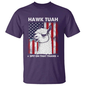 Funny Llama T Shirt Hawk Tuah Spit On That Thang American Flag TS11 Purple Print Your Wear