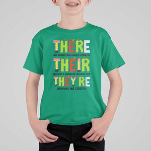 English Teacher T Shirt For Kid There Their They're Funny Grammar Lessons TS11 Irish Green Print Your Wear