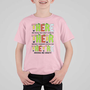 English Teacher T Shirt For Kid There Their They're Funny Grammar Lessons TS11 Light Pink Print Your Wear