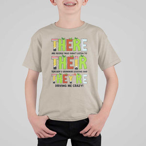 English Teacher T Shirt For Kid There Their They're Funny Grammar Lessons TS11 Sand Print Your Wear