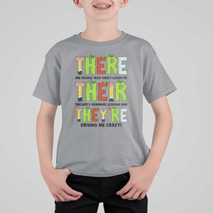 English Teacher T Shirt For Kid There Their They're Funny Grammar Lessons TS11 Sport Gray Print Your Wear