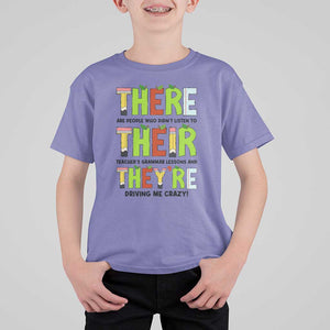 English Teacher T Shirt For Kid There Their They're Funny Grammar Lessons TS11 Violet Print Your Wear