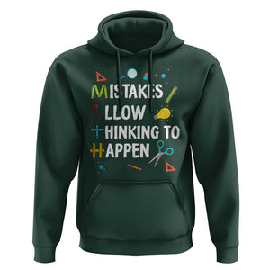 Math Teacher Hoodie Mistakes Allow Thinking To Happen Vintage Mathematical TS11 Dark Forest Green Print Your Wear