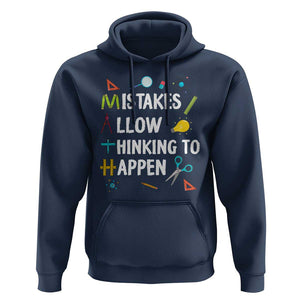 Math Teacher Hoodie Mistakes Allow Thinking To Happen Vintage Mathematical TS11 Navy Print Your Wear