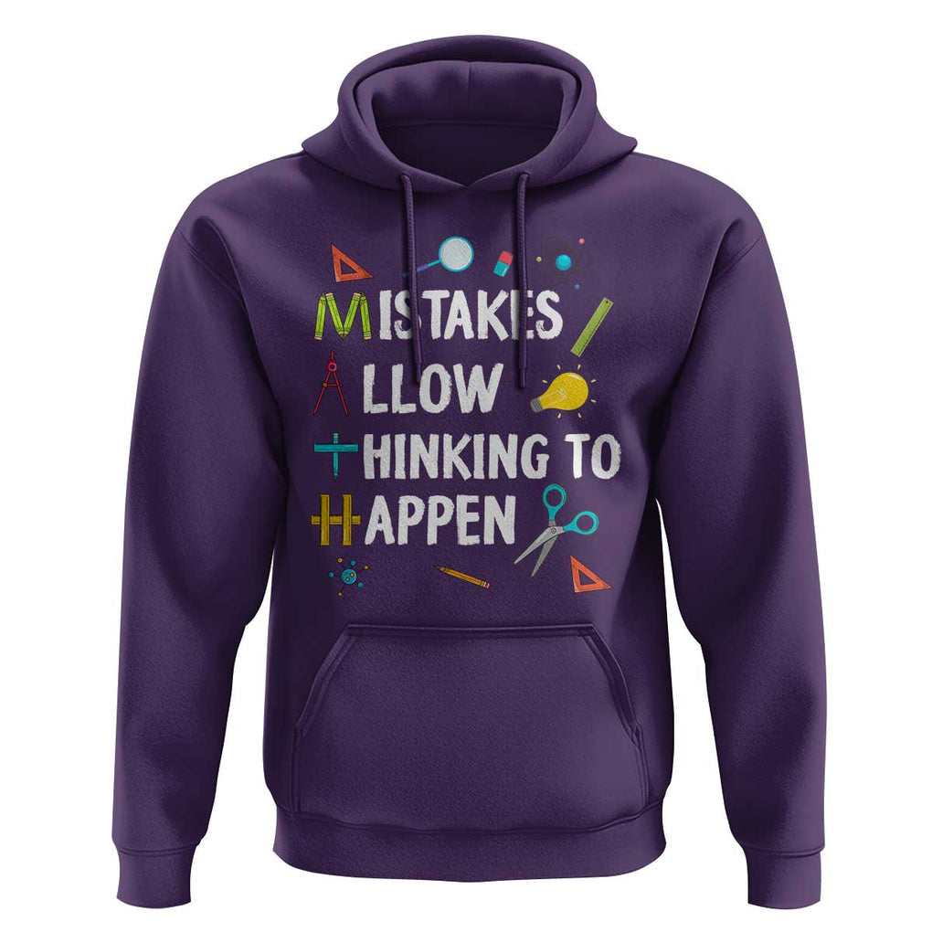 Math Teacher Hoodie Mistakes Allow Thinking To Happen Vintage Mathematical TS11 Purple Print Your Wear