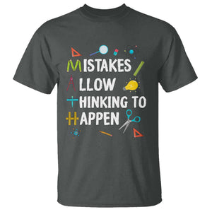 Math Teacher T Shirt Mistakes Allow Thinking To Happen Vintage Mathematical TS11 Dark Heather Print Your Wear