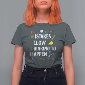 Math Teacher T Shirt For Women Mistakes Allow Thinking To Happen Vintage Mathematical TS11 Dark Heather Print Your Wear