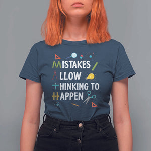Math Teacher T Shirt For Women Mistakes Allow Thinking To Happen Vintage Mathematical TS11 Navy Print Your Wear