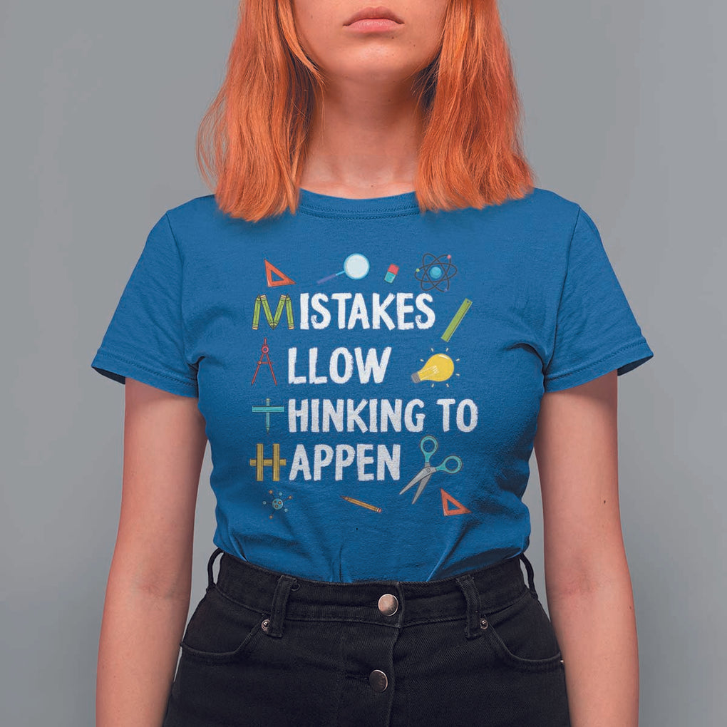 Math Teacher T Shirt For Women Mistakes Allow Thinking To Happen Vintage Mathematical TS11 Royal Blue Print Your Wear