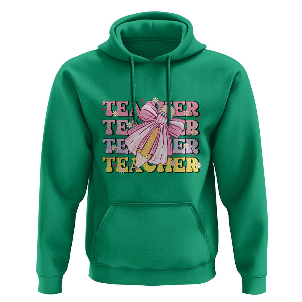 Teacher Hoodie Groovy Pencil Pink Bow Back To School TS11 Irish Green Print Your Wear