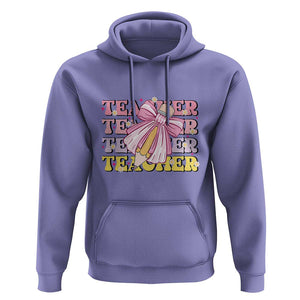 Teacher Hoodie Groovy Pencil Pink Bow Back To School TS11 Violet Print Your Wear