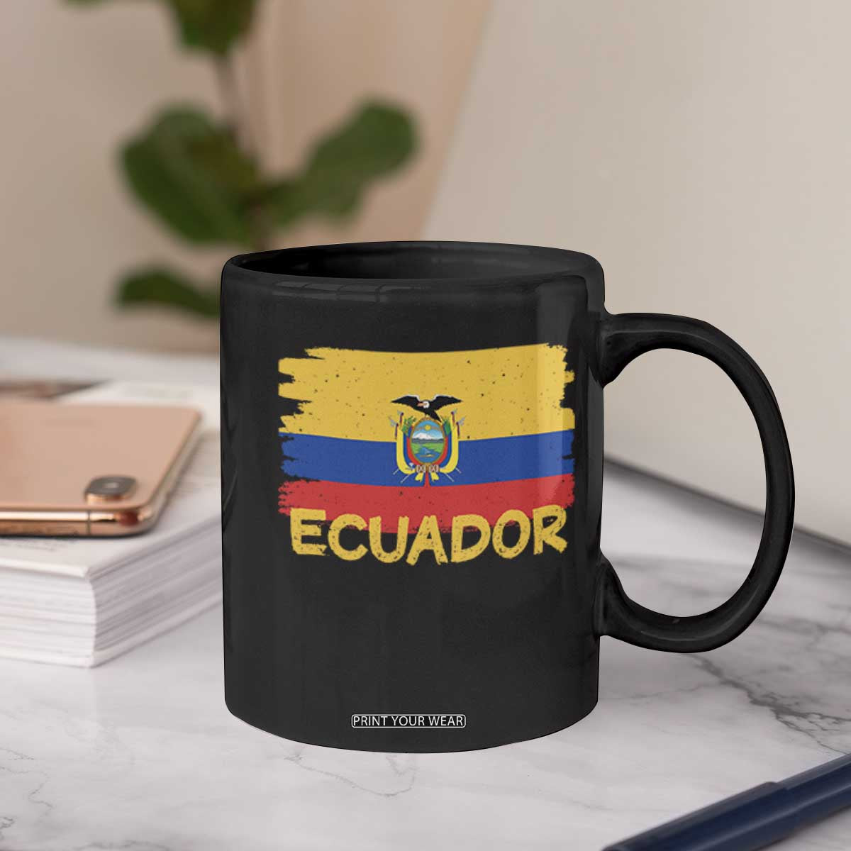 Ecuadorian Heritage Brushstroke Ecuador Flag Graphic Coffee Mug