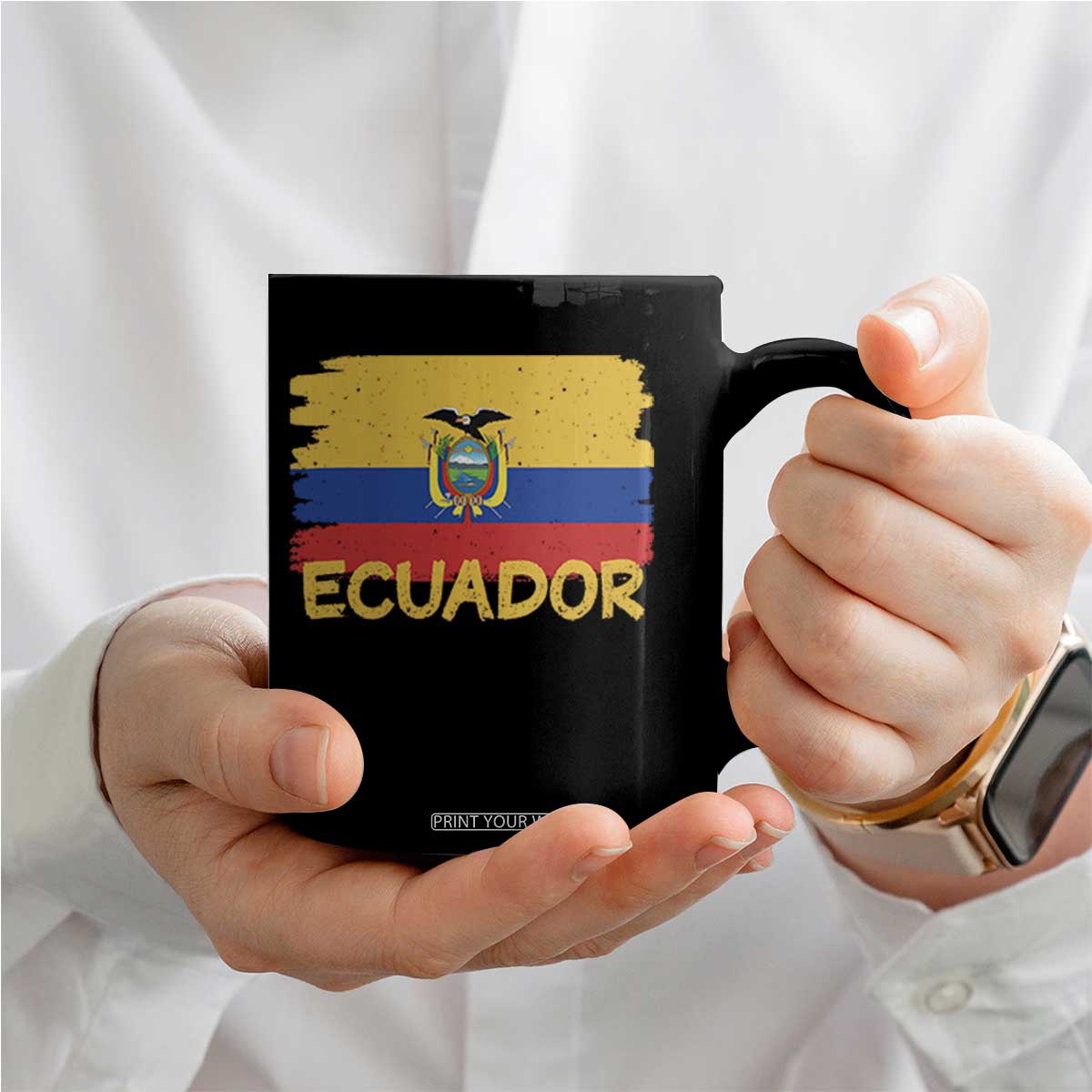 Ecuadorian Heritage Brushstroke Ecuador Flag Graphic Coffee Mug