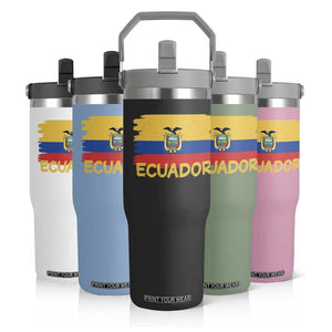Ecuadorian Heritage Brushstroke Ecuador Flag Graphic Flip Straw Tumbler